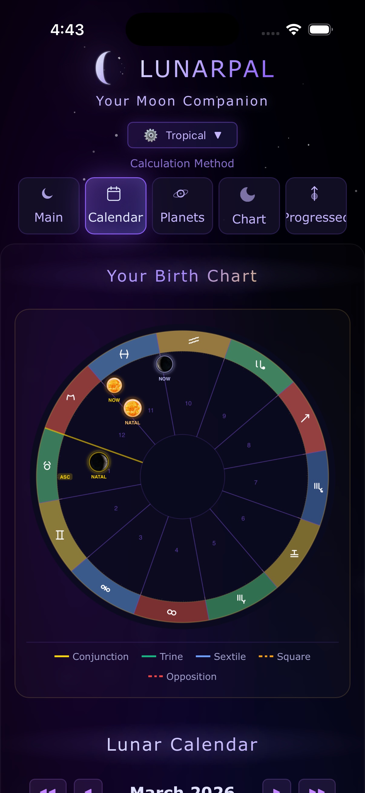 Birth Chart Wheel - LunarPal