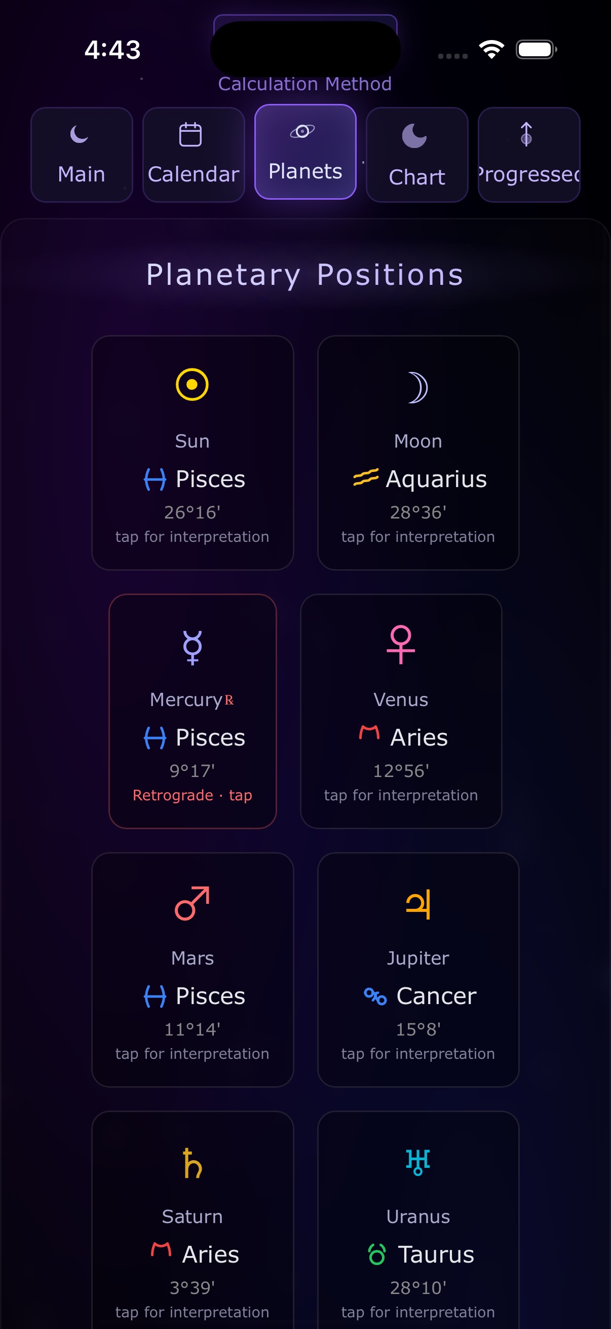 Planetary Positions - LunarPal
